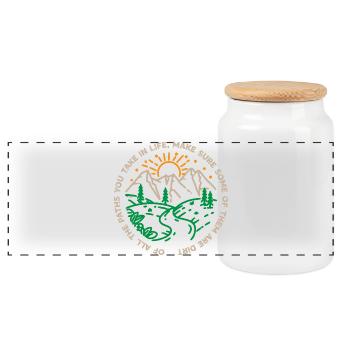 Sunrise Mountain River Hiking Trail - Panoramic Cookie Jar with Wooden Lid - white - Front