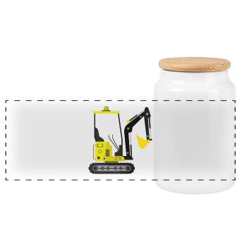 Bagger - Panorama Keksdose mit Holzdeckel - Weiß - Vorne