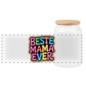 Best Mom Ever - Panoramic Cookie Jar with Wooden Lid - white - Front