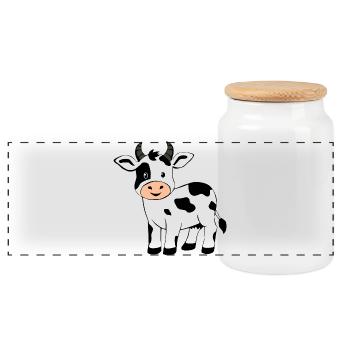 funny cow t-shirt gift farmer - Panoramic Cookie Jar with Wooden Lid - white - Front