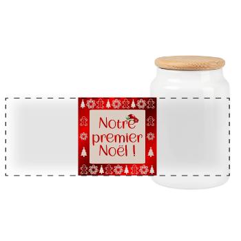 Unser erstes Weihnachten - Panorama Keksdose mit Holzdeckel - Weiß - Vorne