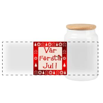 Unser erstes Weihnachten - Panorama Keksdose mit Holzdeckel - Weiß - Vorne