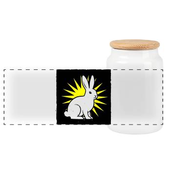 Cooler Hase im Punk Rock & Pop Art Stil - Panorama Keksdose mit Holzdeckel - Weiß - Vorne