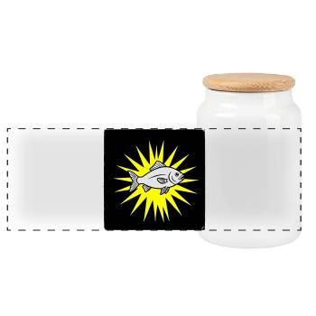 Cool fish in punk rock & pop art style - Panoramic Cookie Jar with Wooden Lid - white - Front