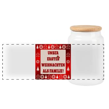 NOËL FAMILLE BÉBÉ - Boîte à biscuits avec couvercle en bois - blanc - Devant