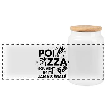Pizza Wreath Unique Souvenir - Panoramic Cookie Jar with Wooden Lid - white - Front