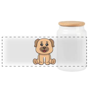 Süßer Hund - Panorama Keksdose mit Holzdeckel - Weiß - Vorne