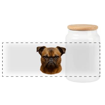 Grimmiger Pug Kopf Illustration - Panorama Keksdose mit Holzdeckel - Weiß - Vorne