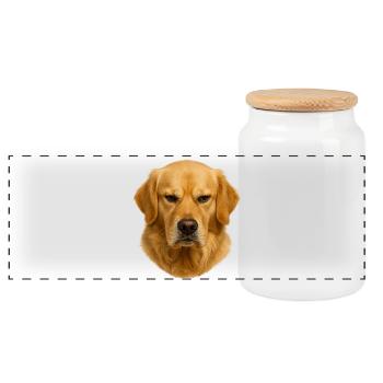 Golden Retriever Kopfporträt - Panorama Keksdose mit Holzdeckel - Weiß - Vorne