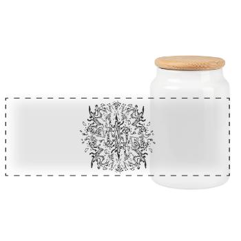 Kaleidoskopisches Ornament Muster - Panorama Keksdose mit Holzdeckel - Weiß - Vorne