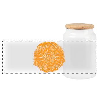 Orange Circle Ornament - Panoramic Cookie Jar with Wooden Lid - white - Front