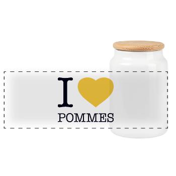 I love fries - Panoramic Cookie Jar with Wooden Lid - white - Front