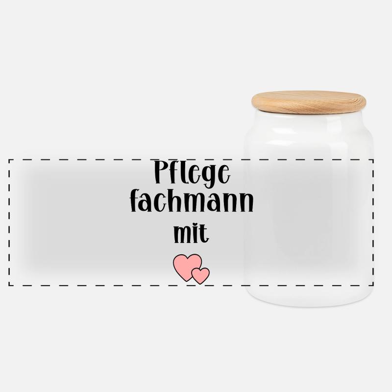 Pfleger Herz Pflege - Panorama Keksdose mit Holzdeckel - Weiß