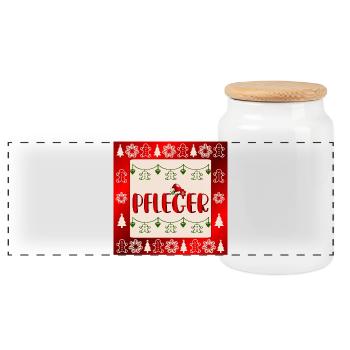 Pflege Pflegefachkräfte Weihnachten Pfleger - Panorama Keksdose mit Holzdeckel - Weiß - Vorne
