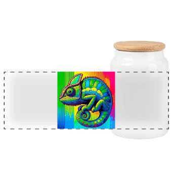 caméléon - Boîte à biscuits avec couvercle en bois - blanc - Devant