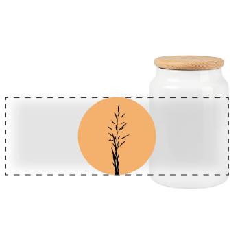  Silhouette in Sunset Circle - Panoramic Cookie Jar with Wooden Lid - white - Front