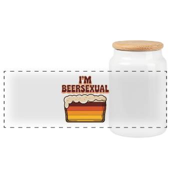 I'm Beersexual - Cool Beer Logo - Panorama Keksdose mit Holzdeckel - Weiß - Vorne