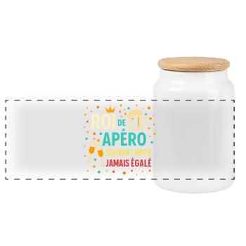 Roi de l'Apéro Inimitable - Boîte à biscuits avec couvercle en bois - blanc - Devant