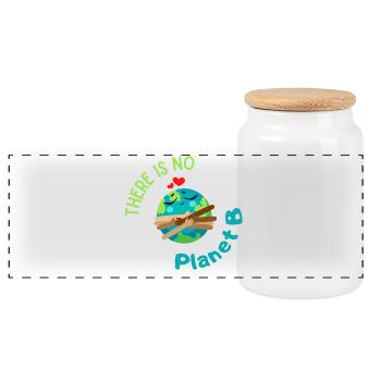 Il n’y a pas de planète B – des graphiques écologiques avec la Terre - Boîte à biscuits avec couvercle en bois - blanc - Devant