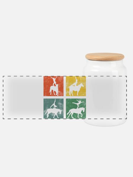 Voltigieren Reitsport Reiten Pferd Turnen - Panorama Keksdose mit Holzdeckel - Weiß