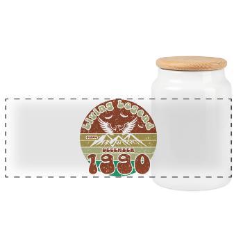 35th Birthday Living Legend since VIN 12/1990 - Panoramic Cookie Jar with Wooden Lid - white - Front