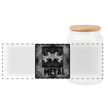 Metal Wellen Ornament - Panorama Keksdose mit Holzdeckel - Weiß - Vorne