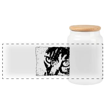 Portrait d’animal contrasté chat - Boîte à biscuits avec couvercle en bois - blanc - Devant