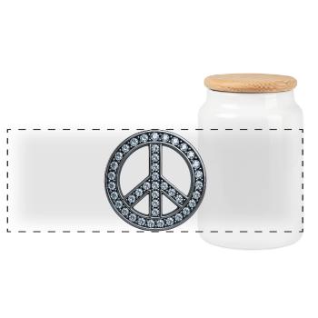 DIAMOND IS PEACE - peace & love - Panoramic Cookie Jar with Wooden Lid - white - Front
