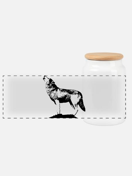 115304478_145994379_Wolf - Panorama Keksdose mit Holzdeckel - Weiß