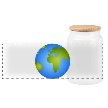 Terre bleue - Illustration de globe élégante - Boîte à biscuits avec couvercle en bois - blanc - Devant