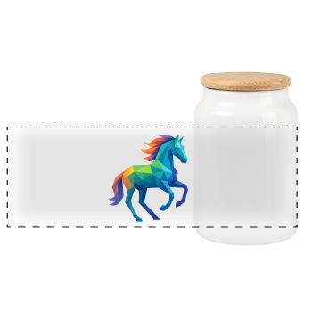 Cheval Coloré Low-Poly - Equitation - Boîte à biscuits avec couvercle en bois - blanc - Devant