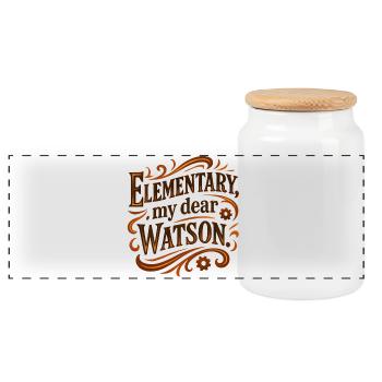 Elementary my dear Watson - Panoramic Cookie Jar with Wooden Lid - white - Front