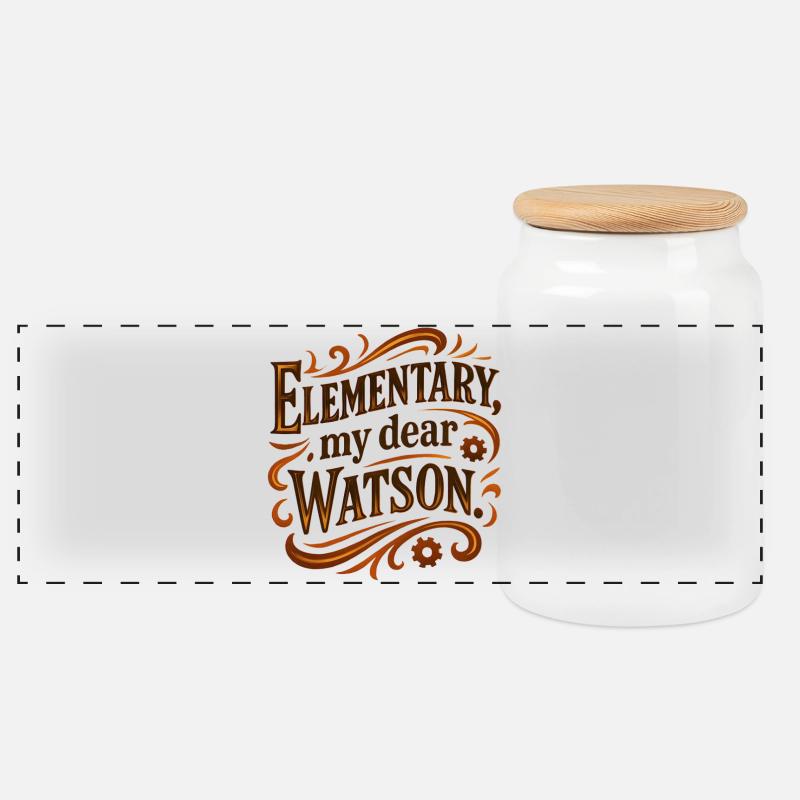 Grundstufe, mein lieber Watson - Panorama Keksdose mit Holzdeckel - Weiß