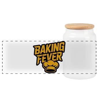 Baking Fever: Chef Hat Graphic - Panoramic Cookie Jar with Wooden Lid - white - Front