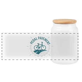Pedal Pavement - Panoramic Cookie Jar with Wooden Lid - white - Front