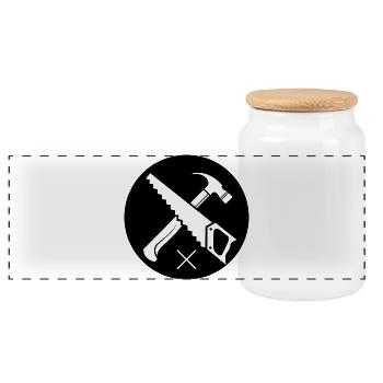 Sceau de l’artisan – Fierté et qualité - Boîte à biscuits avec couvercle en bois - blanc - Devant