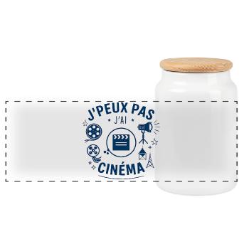 J'peux pas j'ai cinéma - Boîte à biscuits avec couvercle en bois - blanc - Devant