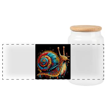 Snail - Panoramic Cookie Jar with Wooden Lid - white - Front