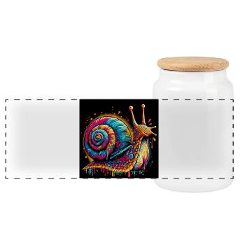 Snail - Panoramic Cookie Jar with Wooden Lid - white - Front