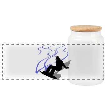 Snowboard - Panoramic Cookie Jar with Wooden Lid - white - Front
