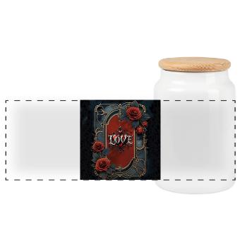 Gothic Love in Golden Frame - Panoramic Cookie Jar with Wooden Lid - white - Front