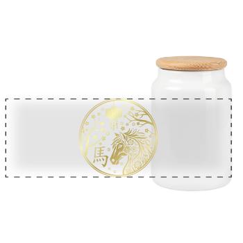 Nouvel an chinois du cheval 2026 - Boîte à biscuits avec couvercle en bois - blanc - Devant
