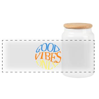 Good-vibes-only - Panoramic Cookie Jar with Wooden Lid - white - Front