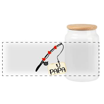 Angler Dad - Panoramic Cookie Jar with Wooden Lid - white - Front