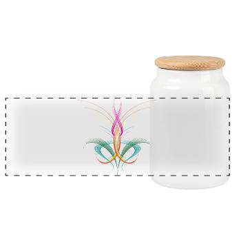 Flowing line ornament – abstract colour energy - Panoramic Cookie Jar with Wooden Lid - white - Front