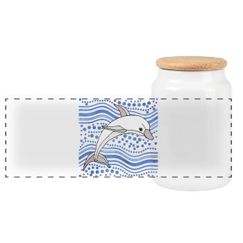 dauphin - Boîte à biscuits avec couvercle en bois - blanc - Devant