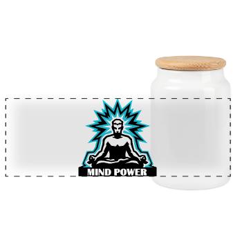 Mind Power Meditatie Aura - Boîte à biscuits avec couvercle en bois - blanc - Devant