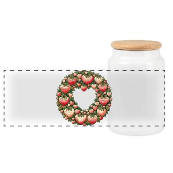 Couronne de cœur de fraise - Boîte à biscuits avec couvercle en bois - blanc - Devant