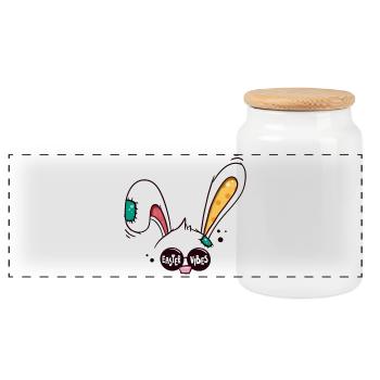 Ambiance de Pâques Lapin de Pâques - Boîte à biscuits avec couvercle en bois - blanc - Devant