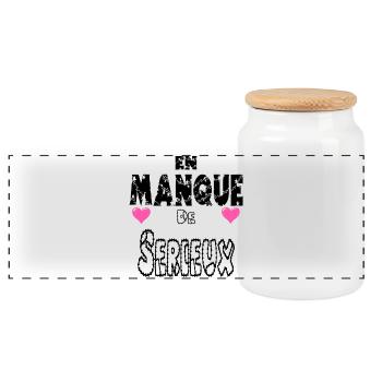 En Manque de Sérieux - Boîte à biscuits avec couvercle en bois - blanc - Devant